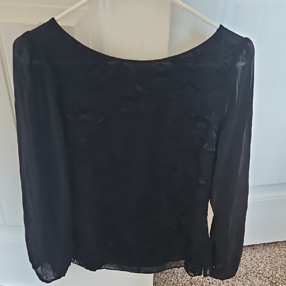 White House Black Market Sheer Black Blouse - Picture 1 of 4
